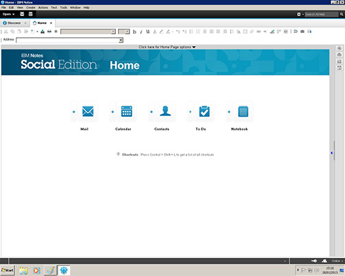 IBM Notes 9 Social Edition client application screen shot