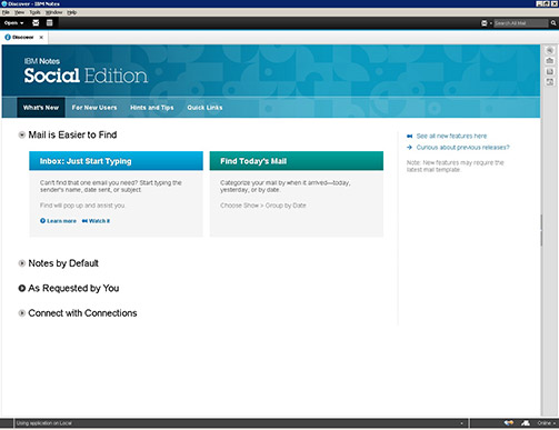 IBM Notes 9 Social Edition client application screen shot