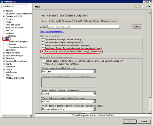 IBM Notes 9 Social Edition config screen shot