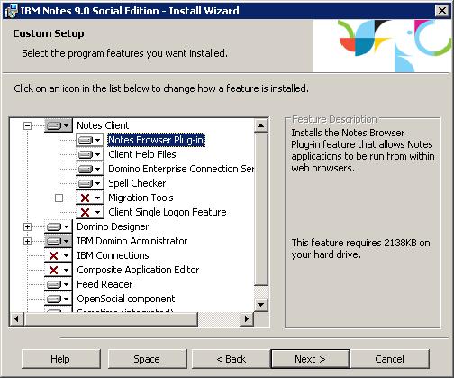 IBM Notes 9 Social Edition Install screen shot