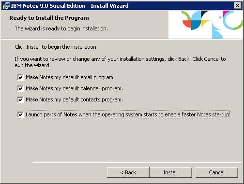 IBM Notes 9 Social Edition Install screen shot