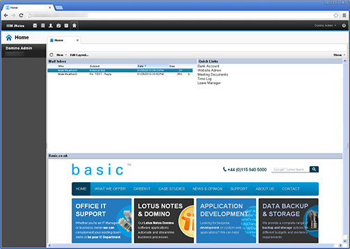 IBM Notes 9 Social Edition web application screen shot